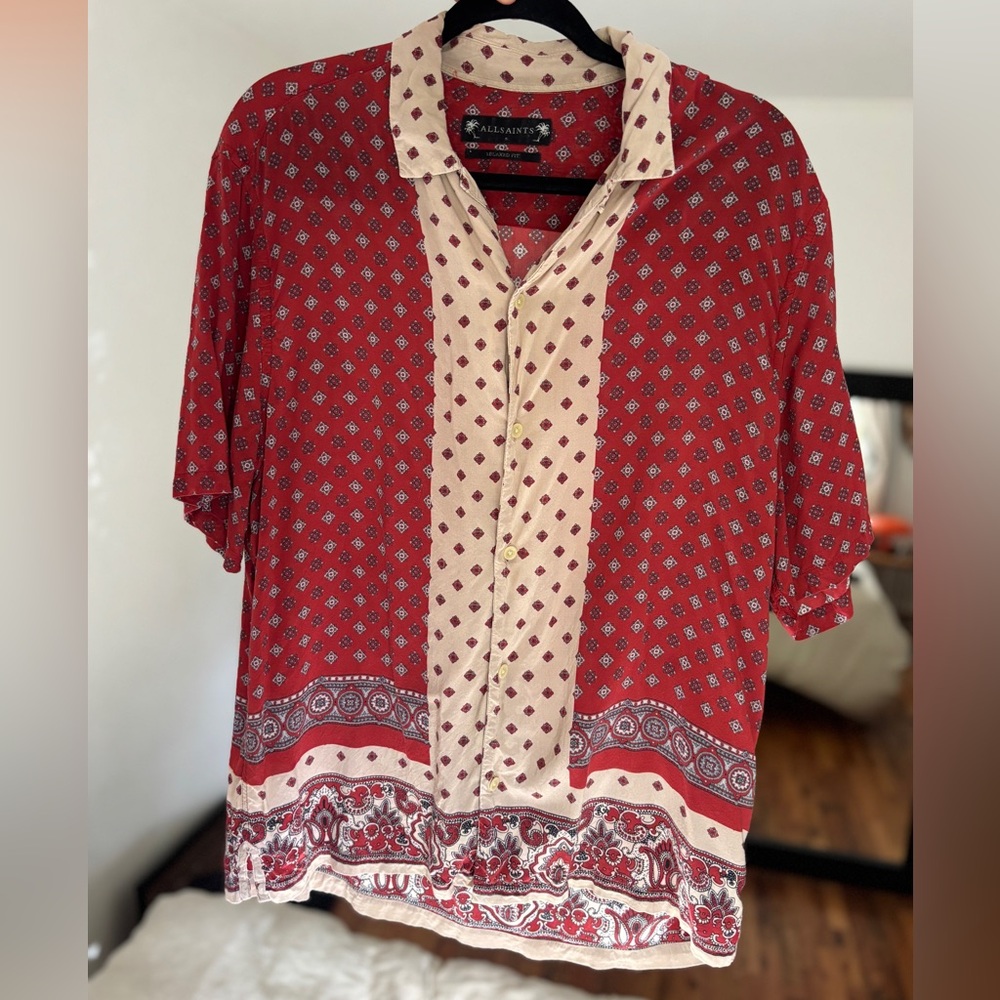 All Saints Viscose Bandana Patterned Shirt